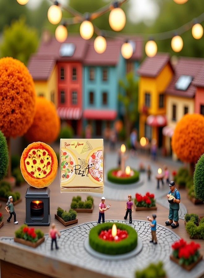 Jizlan 1 Set Miniature Pizza Box, 1:6 & 1:12 Scale Realistic Dollhouse Food Model Set, Yellow Resin Doll House Furniture Supplies for Pretend Play Kitchen - Image 4